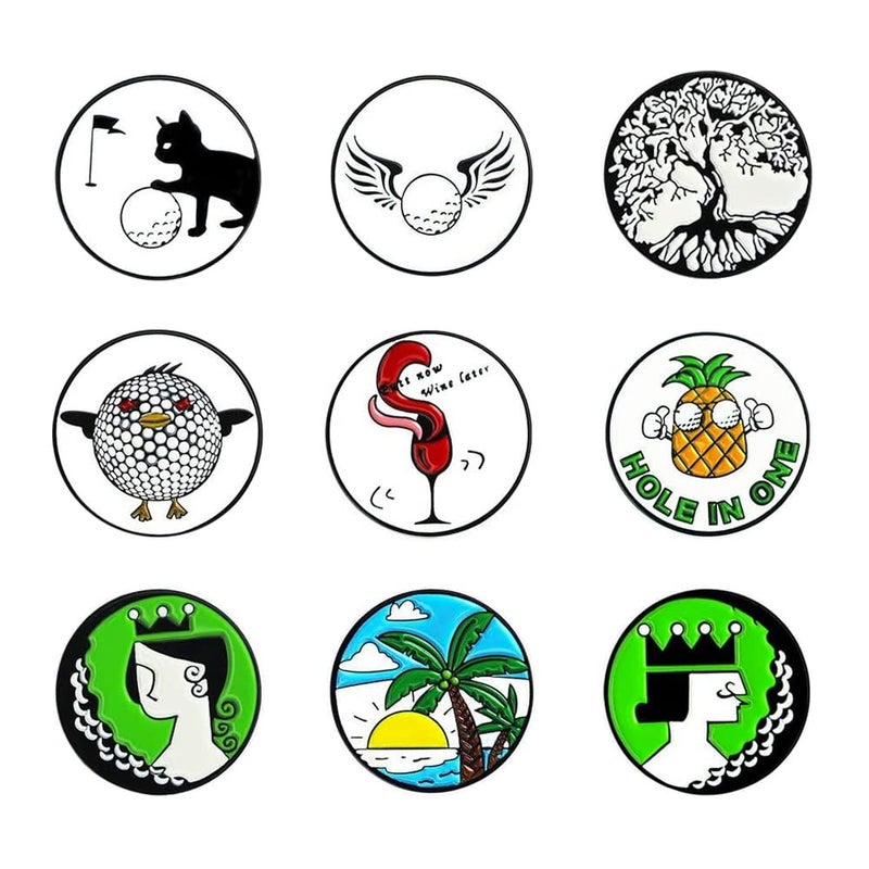 PINMEI Lot of 10 Golf Ball Markers Assorted Patterns - Soft Enamel Technique (Combination Six(10 Different)) - Image 1